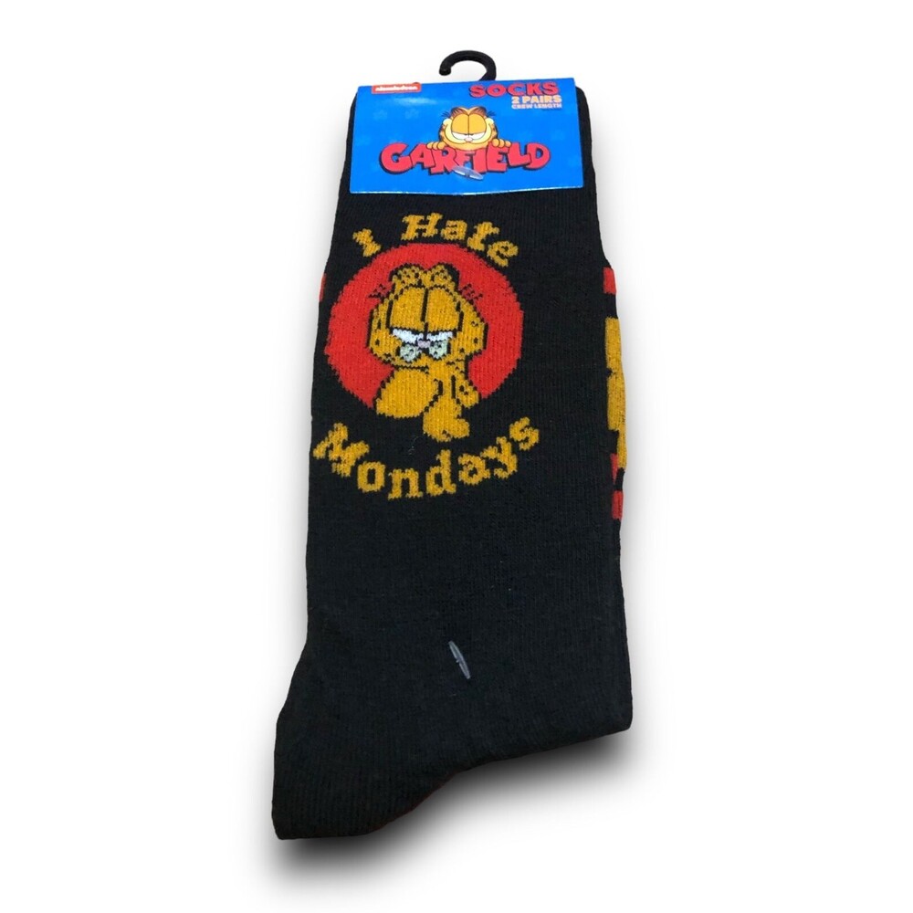 Nickelodeon Garfield "I Hate Mondays" Men's Crew Socks (2 Pairs) (8-12)